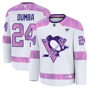 Men's Pittsburgh Penguins Matt Dumba Fanatics Premium 2024 Hockey Fights Cancer Practice Jersey - White