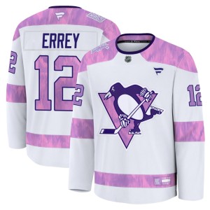 Men's Pittsburgh Penguins Bob Errey Fanatics Premium 2024 Hockey Fights Cancer Practice Jersey - White