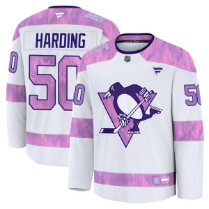 Men's Pittsburgh Penguins Finn Harding Fanatics Premium 2024 Hockey Fights Cancer Practice Jersey - White