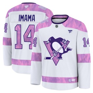 Men's Pittsburgh Penguins Bokondji Imama Fanatics Premium 2024 Hockey Fights Cancer Practice Jersey - White