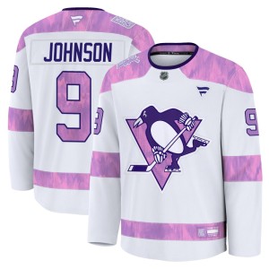 Men's Pittsburgh Penguins Mark Johnson Fanatics Premium 2024 Hockey Fights Cancer Practice Jersey - White
