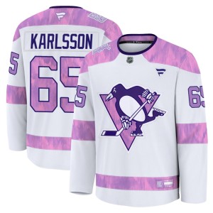 Men's Pittsburgh Penguins Erik Karlsson Fanatics Premium 2024 Hockey Fights Cancer Practice Jersey - White