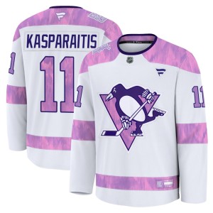 Men's Pittsburgh Penguins Darius Kasparaitis Fanatics Premium 2024 Hockey Fights Cancer Practice Jersey - White