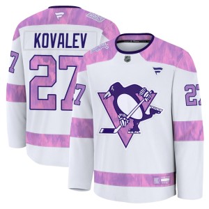 Men's Pittsburgh Penguins Alex Kovalev Fanatics Premium 2024 Hockey Fights Cancer Practice Jersey - White
