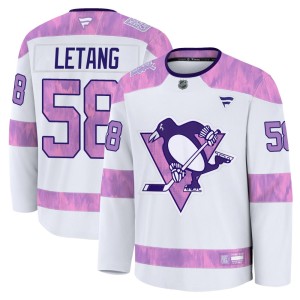 Men's Pittsburgh Penguins Kris Letang Fanatics Premium 2024 Hockey Fights Cancer Practice Jersey - White