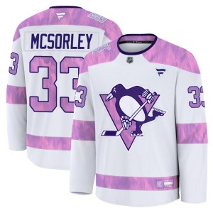 Men's Pittsburgh Penguins Marty Mcsorley Fanatics Premium 2024 Hockey Fights Cancer Practice Jersey - White