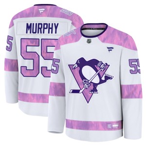 Men's Pittsburgh Penguins Larry Murphy Fanatics Premium 2024 Hockey Fights Cancer Practice Jersey - White