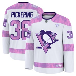 Men's Pittsburgh Penguins Owen Pickering Fanatics Premium 2024 Hockey Fights Cancer Practice Jersey - White