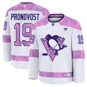 Men's Pittsburgh Penguins Jean Pronovost Fanatics Premium 2024 Hockey Fights Cancer Practice Jersey - White