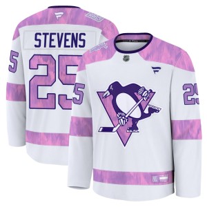 Men's Pittsburgh Penguins Kevin Stevens Fanatics Premium 2024 Hockey Fights Cancer Practice Jersey - White