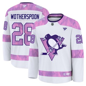 Men's Pittsburgh Penguins Parker Wotherspoon Fanatics Premium 2024 Hockey Fights Cancer Practice Jersey - White