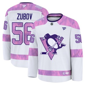 Men's Pittsburgh Penguins Sergei Zubov Fanatics Premium 2024 Hockey Fights Cancer Practice Jersey - White