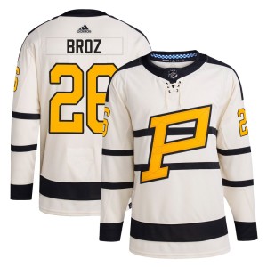 Youth Pittsburgh Penguins Tristan Broz Adidas Authentic 2023 Winter Classic Jersey - Cream