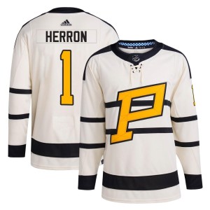 Youth Pittsburgh Penguins Denis Herron Adidas Authentic 2023 Winter Classic Jersey - Cream