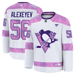 Youth Pittsburgh Penguins Alexander Alexeyev Fanatics Premium 2024 Hockey Fights Cancer Practice Jersey - White