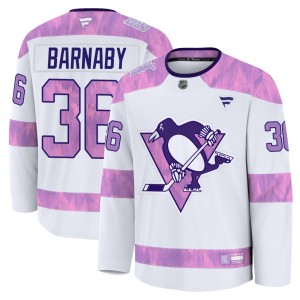 Youth Pittsburgh Penguins Matthew Barnaby Fanatics Premium 2024 Hockey Fights Cancer Practice Jersey - White