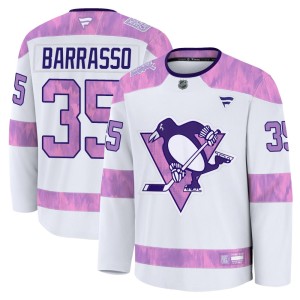 Youth Pittsburgh Penguins Tom Barrasso Fanatics Premium 2024 Hockey Fights Cancer Practice Jersey - White