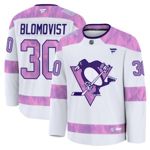 Youth Pittsburgh Penguins Joel Blomqvist Fanatics Premium 2024 Hockey Fights Cancer Practice Jersey - White