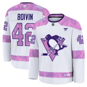 Youth Pittsburgh Penguins Leo Boivin Fanatics Premium 2024 Hockey Fights Cancer Practice Jersey - White