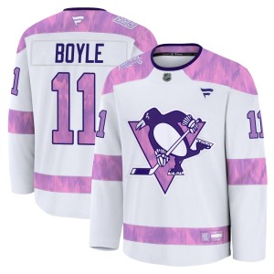 Youth Pittsburgh Penguins Brian Boyle Fanatics Premium 2024 Hockey Fights Cancer Practice Jersey - White