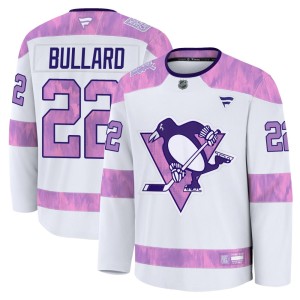 Youth Pittsburgh Penguins Mike Bullard Fanatics Premium 2024 Hockey Fights Cancer Practice Jersey - White