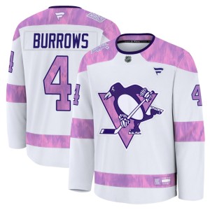 Youth Pittsburgh Penguins Dave Burrows Fanatics Premium 2024 Hockey Fights Cancer Practice Jersey - White