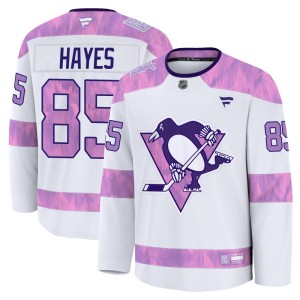 Youth Pittsburgh Penguins Avery Hayes Fanatics Premium 2024 Hockey Fights Cancer Practice Jersey - White