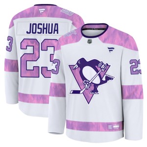 Youth Pittsburgh Penguins Jagger Joshua Fanatics Premium 2024 Hockey Fights Cancer Practice Jersey - White