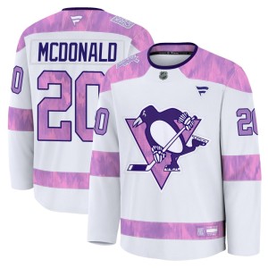 Youth Pittsburgh Penguins Ab Mcdonald Fanatics Premium 2024 Hockey Fights Cancer Practice Jersey - White