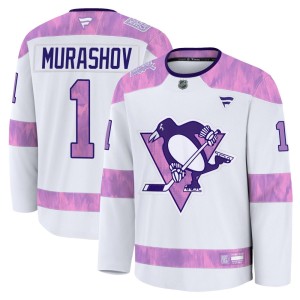 Youth Pittsburgh Penguins Sergey Murashov Fanatics Premium 2024 Hockey Fights Cancer Practice Jersey - White