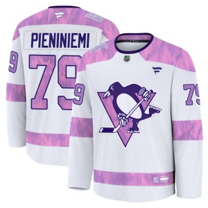 Youth Pittsburgh Penguins Emil Pieniniemi Fanatics Premium 2024 Hockey Fights Cancer Practice Jersey - White