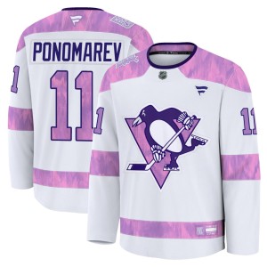 Youth Pittsburgh Penguins Vasily Ponomarev Fanatics Premium 2024 Hockey Fights Cancer Practice Jersey - White