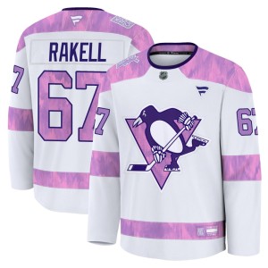 Youth Pittsburgh Penguins Rickard Rakell Fanatics Premium 2024 Hockey Fights Cancer Practice Jersey - White