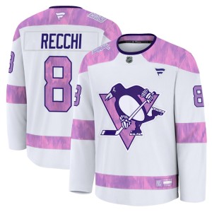 Youth Pittsburgh Penguins Mark Recchi Fanatics Premium 2024 Hockey Fights Cancer Practice Jersey - White