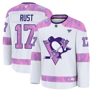 Youth Pittsburgh Penguins Bryan Rust Fanatics Premium 2024 Hockey Fights Cancer Practice Jersey - White