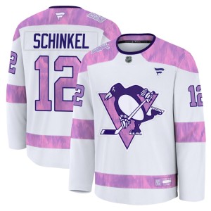 Youth Pittsburgh Penguins Ken Schinkel Fanatics Premium 2024 Hockey Fights Cancer Practice Jersey - White
