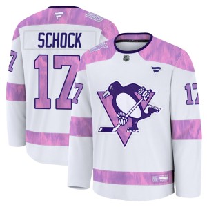 Youth Pittsburgh Penguins Ron Schock Fanatics Premium 2024 Hockey Fights Cancer Practice Jersey - White