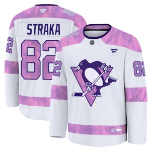 Youth Pittsburgh Penguins Martin Straka Fanatics Premium 2024 Hockey Fights Cancer Practice Jersey - White