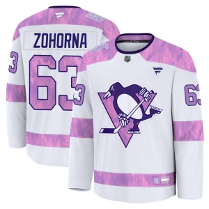 Youth Pittsburgh Penguins Radim Zohorna Fanatics Premium 2024 Hockey Fights Cancer Practice Jersey - White