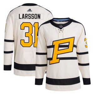 Men's Pittsburgh Penguins Filip Larsson Adidas Authentic 2023 Winter Classic Jersey - Cream