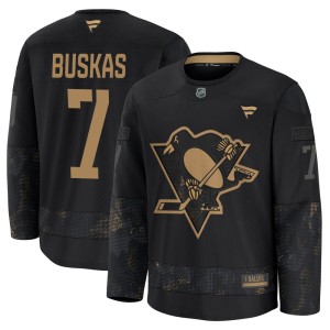 Men's Pittsburgh Penguins Rod Buskas Fanatics Premium 2024 Military Appreciation Practice Jersey - Black
