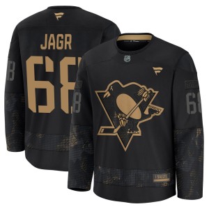 Men's Pittsburgh Penguins Jaromir Jagr Fanatics Premium 2024 Military Appreciation Practice Jersey - Black