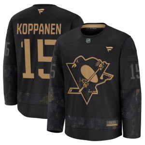 Men's Pittsburgh Penguins Joona Koppanen Fanatics Premium 2024 Military Appreciation Practice Jersey - Black