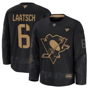 Men's Pittsburgh Penguins Daniel Laatsch Fanatics Premium 2024 Military Appreciation Practice Jersey - Black
