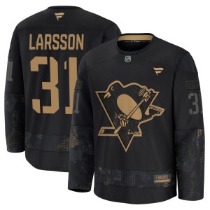 Men's Pittsburgh Penguins Filip Larsson Fanatics Premium 2024 Military Appreciation Practice Jersey - Black
