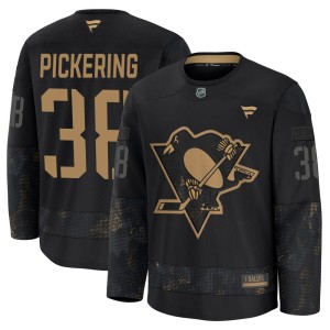 Men's Pittsburgh Penguins Owen Pickering Fanatics Premium 2024 Military Appreciation Practice Jersey - Black