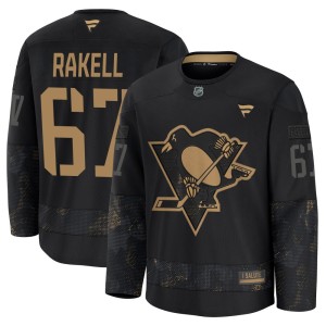 Men's Pittsburgh Penguins Rickard Rakell Fanatics Premium 2024 Military Appreciation Practice Jersey - Black