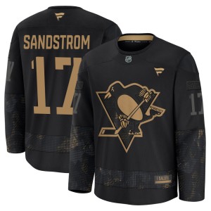 Men's Pittsburgh Penguins Tomas Sandstrom Fanatics Premium 2024 Military Appreciation Practice Jersey - Black