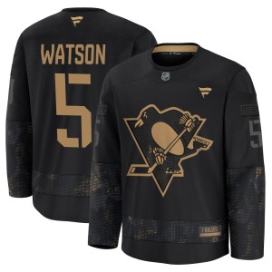 Men's Pittsburgh Penguins Bryan Watson Fanatics Premium 2024 Military Appreciation Practice Jersey - Black