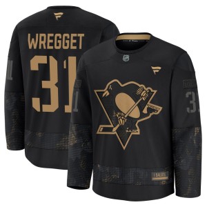 Men's Pittsburgh Penguins Ken Wregget Fanatics Premium 2024 Military Appreciation Practice Jersey - Black